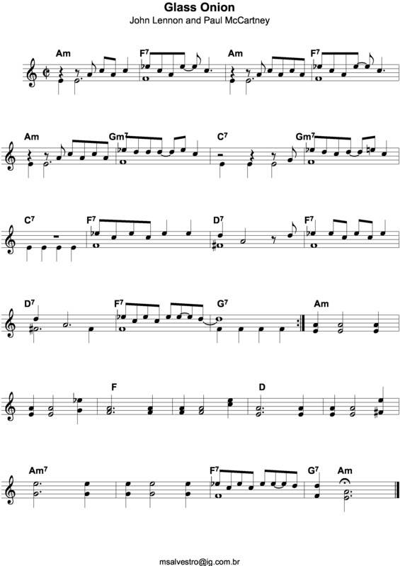 Partitura da música Glass Onion v.3