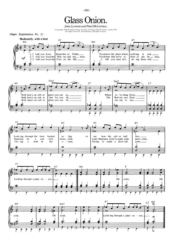 Partitura da música Glass Onion v.4