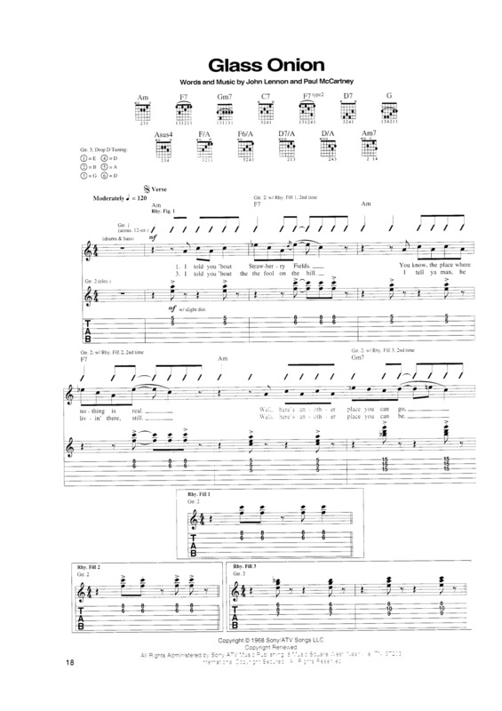 Partitura da música Glass Onion v.5