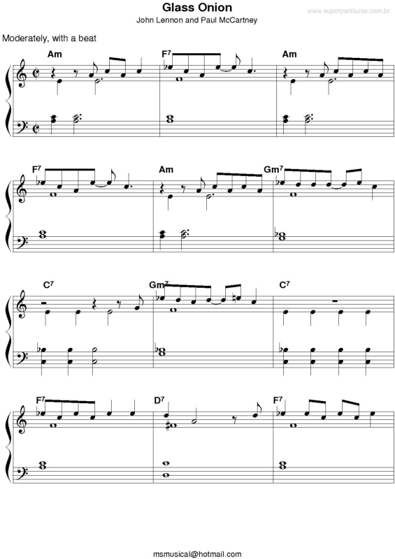 Partitura da música Glass Onion