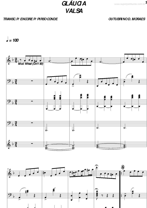 Partitura da música Gláucia