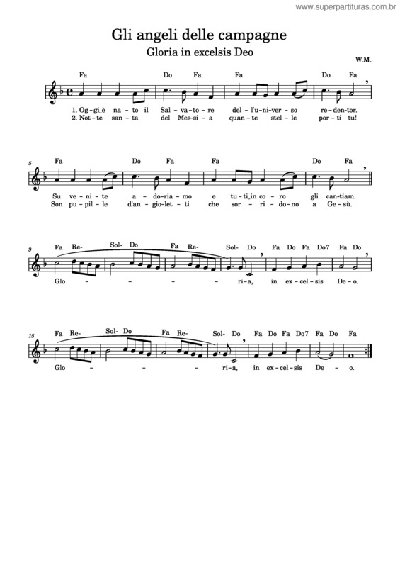 Partitura da música Gli Angeli Delle Campagne