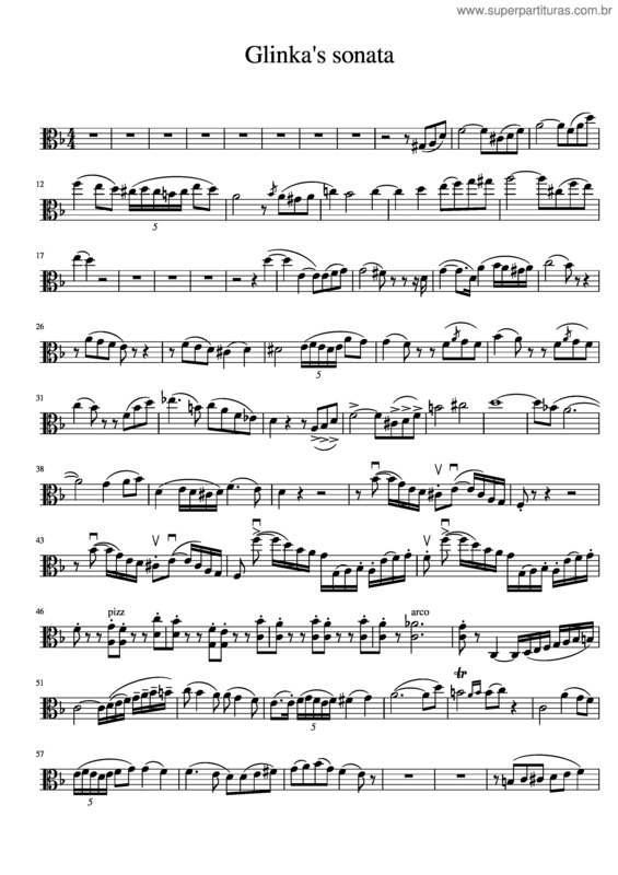 Partitura da música Glinka`S Sonata For Viola