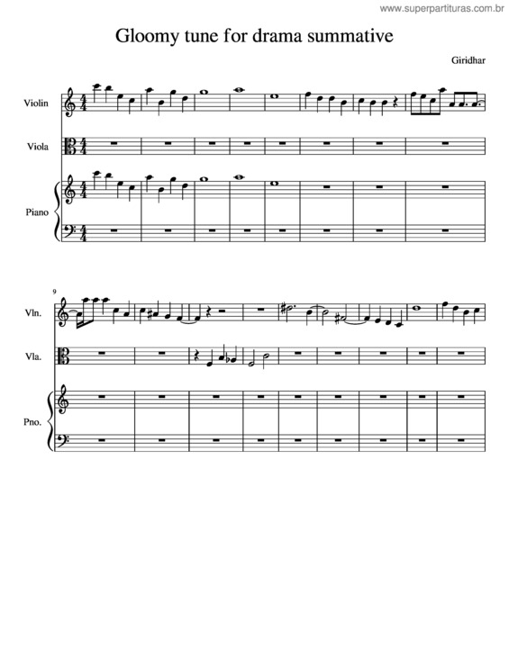 Partitura da música Gloomy Tune For Drama Summative