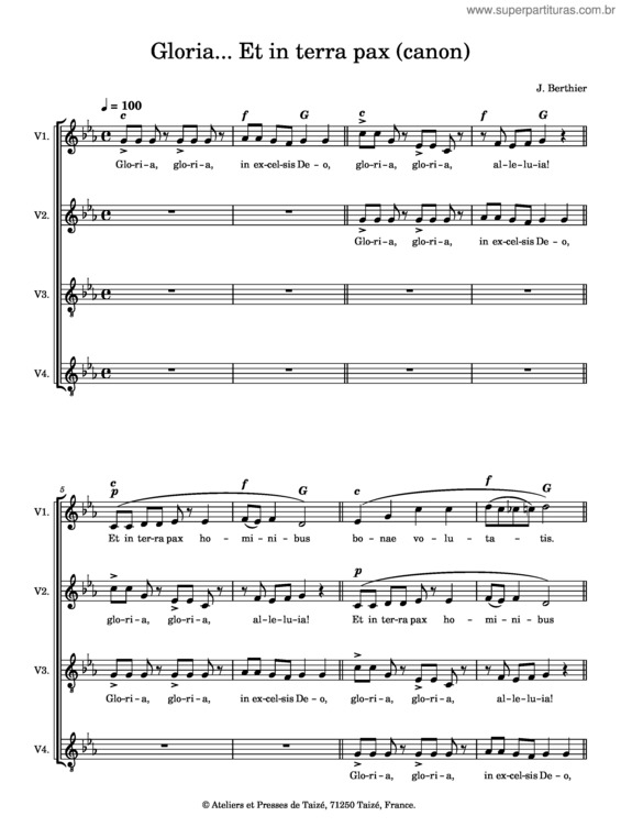 Partitura da música Gloria... Et In Terra Pax