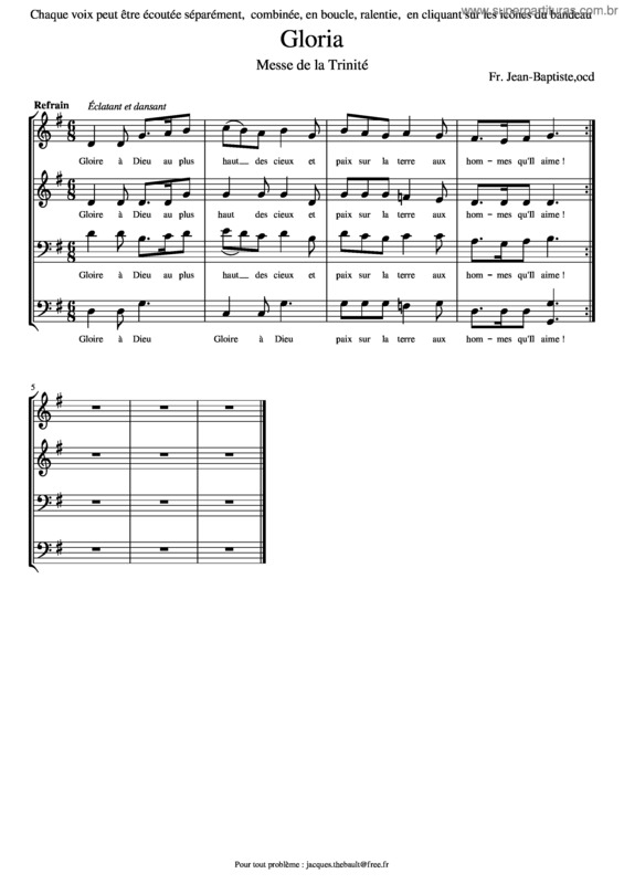 Partitura da música Gloria –  Messe De La Trinité