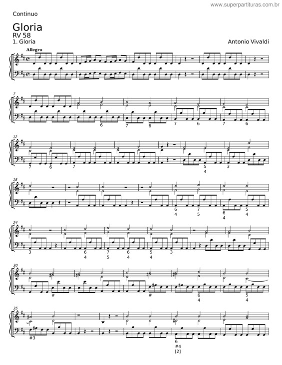 Partitura da música Gloria – Antonio Vivaldi v.2