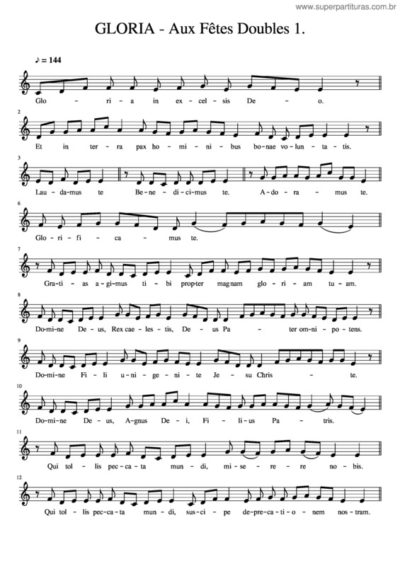 Partitura da música Gloria – Aux Fêtes Doubles 1.