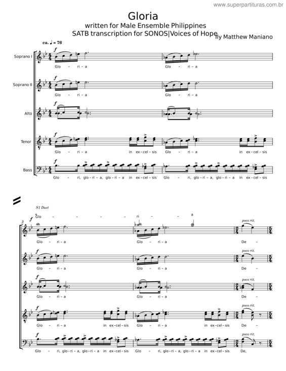 Partitura da música Gloria – Ily Matthew Maniano