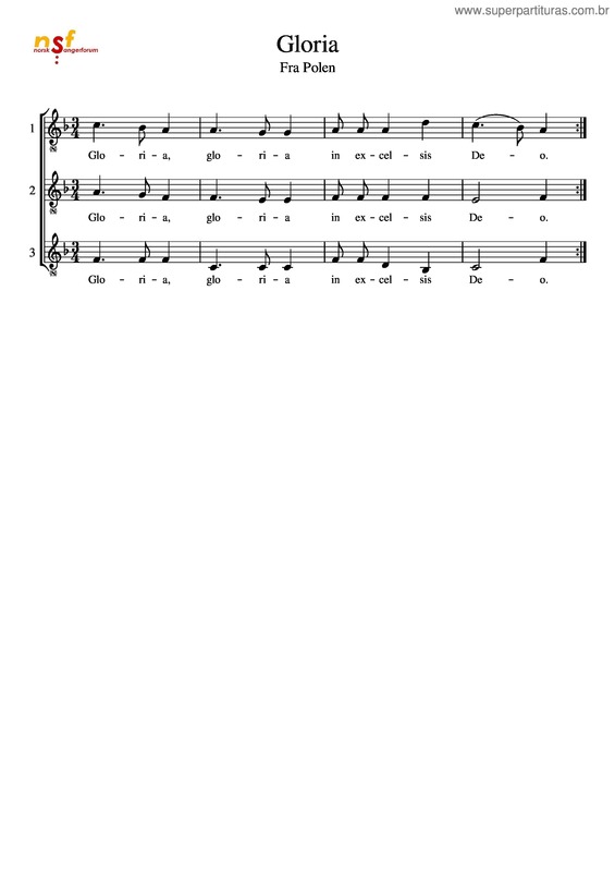 Partitura da música Gloria – Kanon Fra Polen