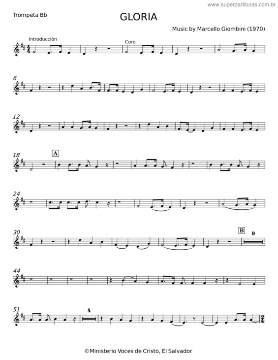 Partitura da música Gloria – Marcello Giombini v.3