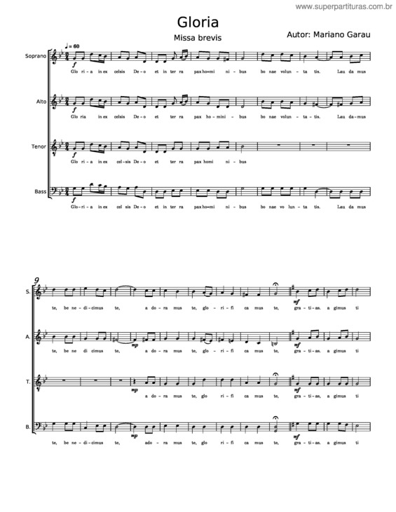 Partitura da música Gloria – Mariano Garau