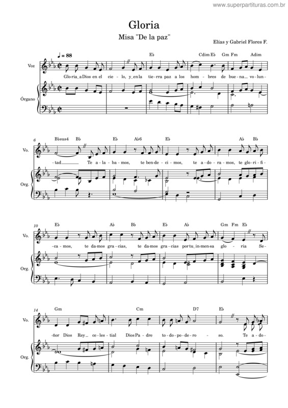 Partitura da música Gloria – Misa De La Paz