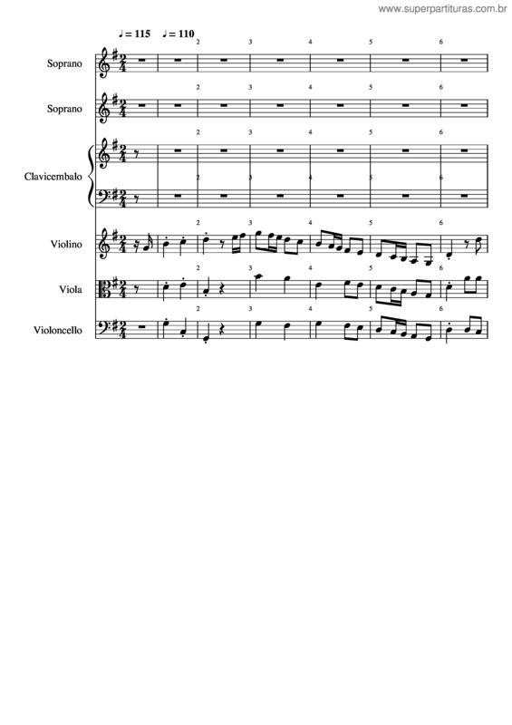 Partitura da música Gloria – Rv589 03 Laudamus Te