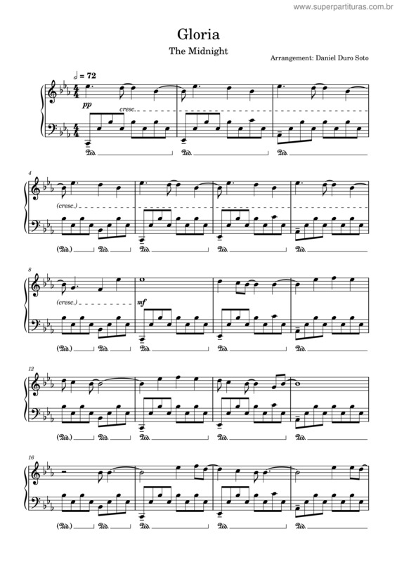 Partitura da música Gloria – The Midnight