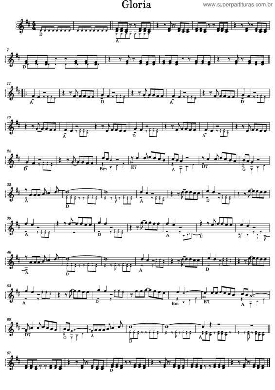 Partitura da música Gloria – Umberto Tozzi v.3