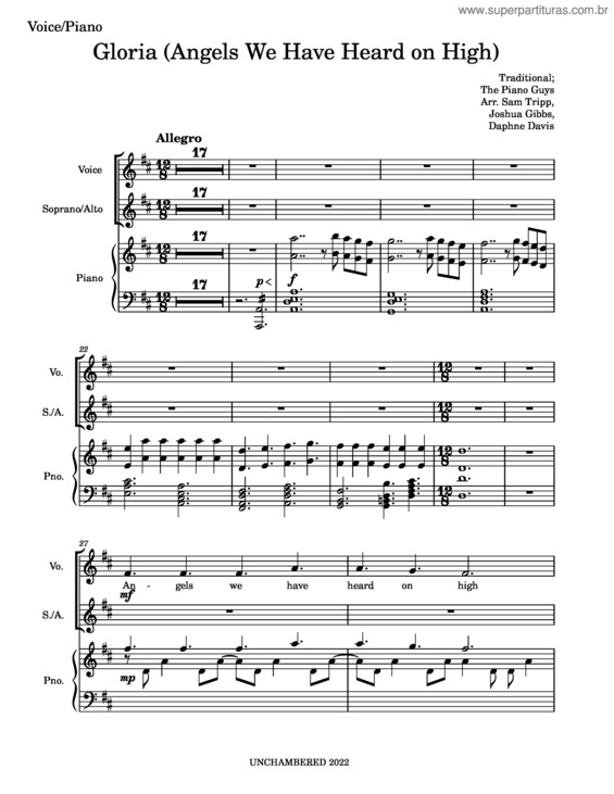 Partitura da música Gloria: Angels We Have Heard On High