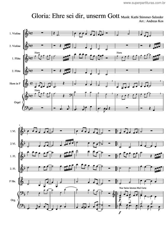 Partitura da música Gloria: Ehre Sei Dir, Unserm Gott