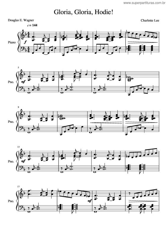 Partitura da música Gloria, Gloria, Hodie!