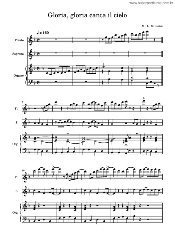 Partitura da música Gloria, Gloria Canta Il Cielo – M.: G. M. Rossi