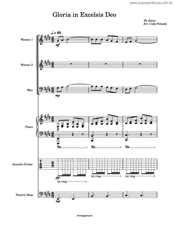 Partitura da música Gloria, In Excelsis Deo – Misc Traditional Gloria, In Excelsis Deo – Arr. Cody Polasek