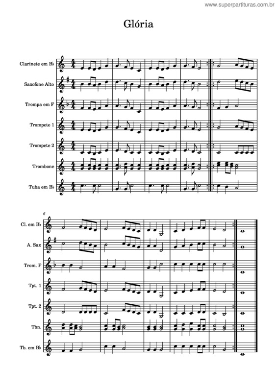 Partitura da música Gloria, In Excelsis Deo – Misc Traditional v.2