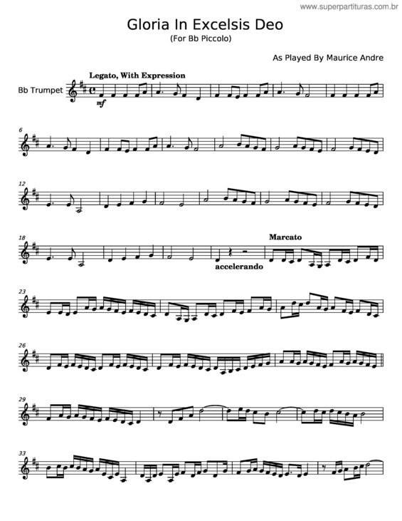 Partitura da música Gloria, In Excelsis Deo – Misc Traditional v.4