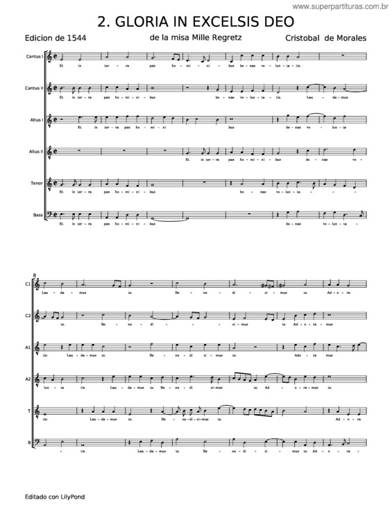 Partitura da música Gloria, In Excelsis Deo – Misc Traditional v.6