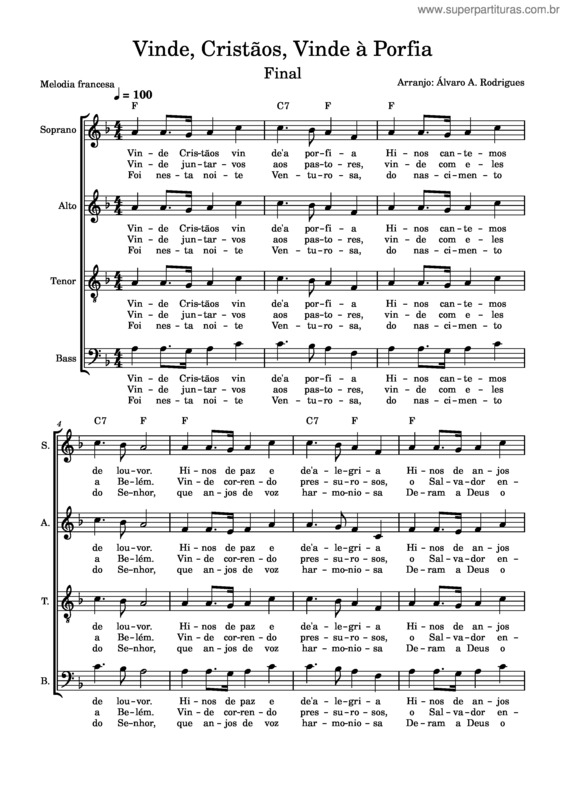Partitura da música Gloria, In Excelsis Deo – Misc Traditional Vinde, Cristãos, Vinde À Porfia
