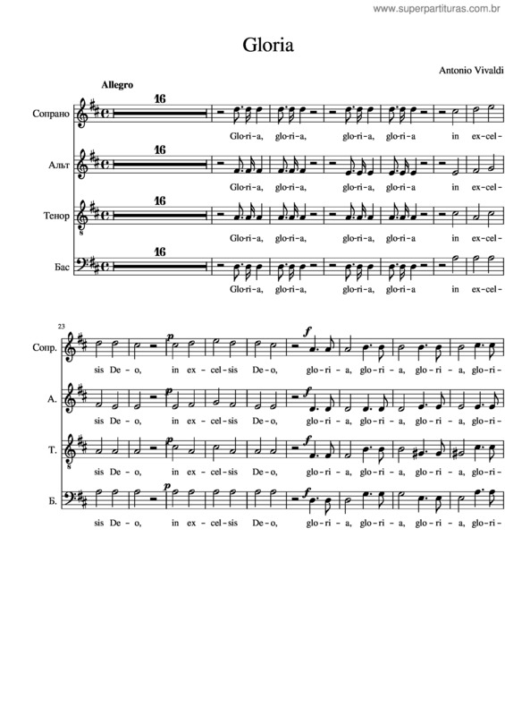 Partitura da música Gloria 3