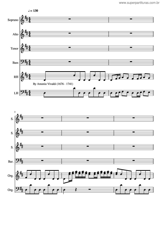 Partitura da música Gloria A. Vivaldi