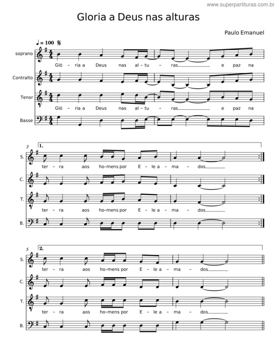 Partitura da música Glória A Deus Nas Alturas v.14
