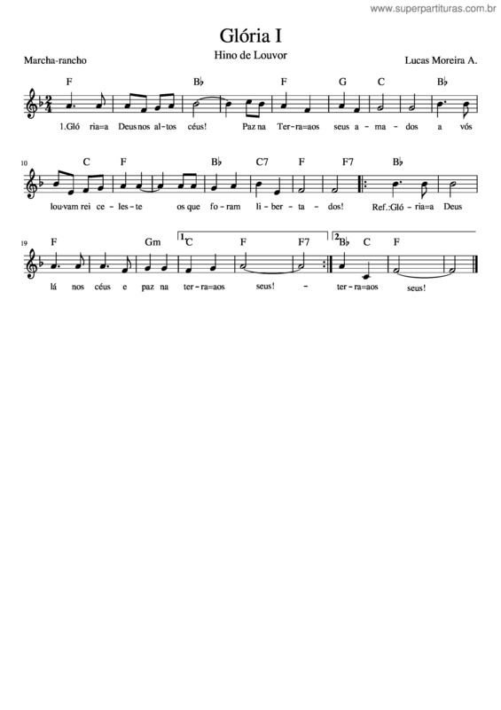 Partitura da música Glória A Deus Nos Altos Céus!