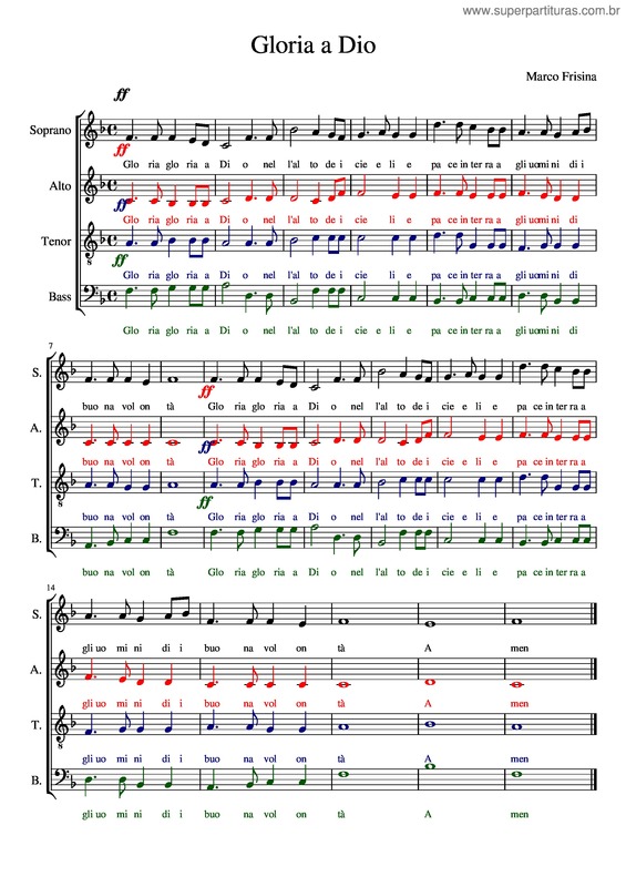 Partitura da música Gloria A Dio v.5