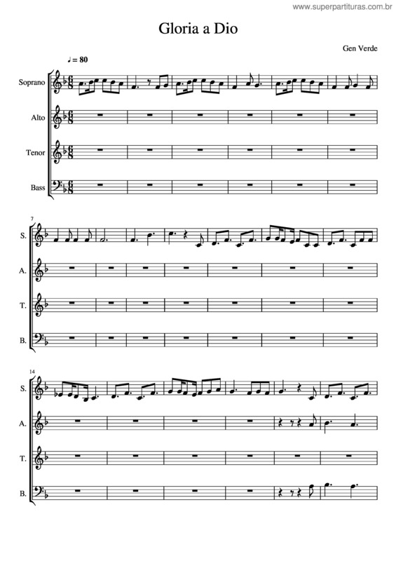 Partitura da música Gloria A Dio v.7