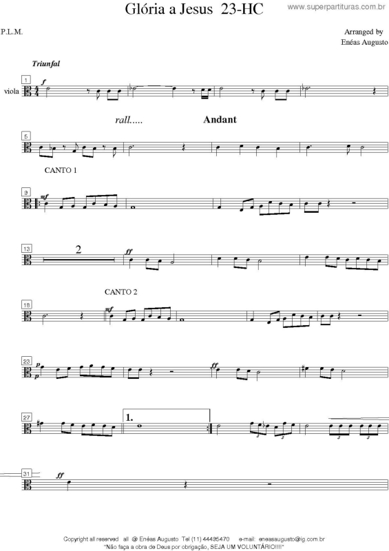 Partitura da música Glória A Jesus - 23 HC v.19