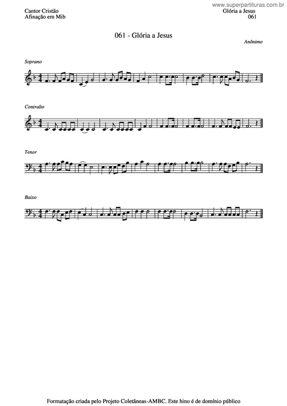 Partitura da música Glória A Jesus v.5