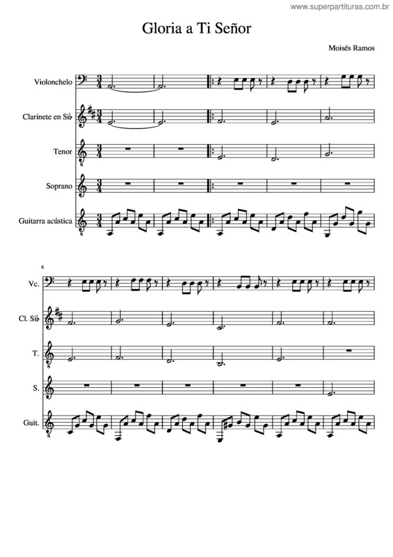 Partitura da música Gloria A Ti Señor