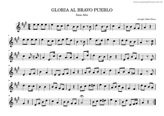 Partitura da música Gloria Al Bravo Pueblo – Juan José Landaeta – Himno De Venezuela