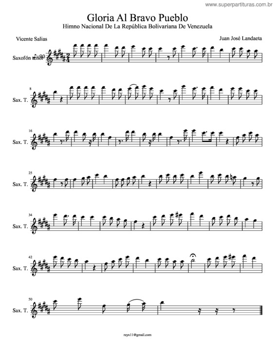 Partitura da música Gloria Al Bravo Pueblo Himno Nacional De La República Bolivariana De Venezuela