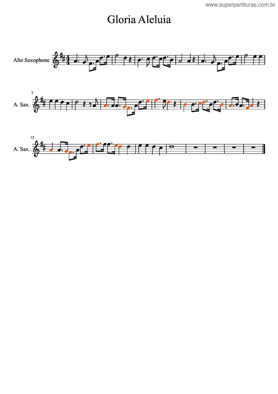 Partitura da música Gloria Aleluia