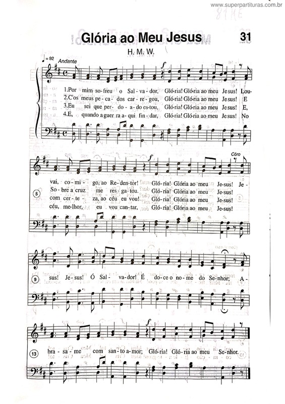 Partitura da música Glória Ao Meu Jesus v.2