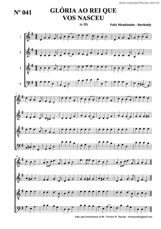 Partitura da música Glória Ao Rei Que Vos Nasceu v.3