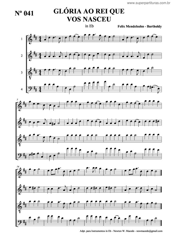 Partitura da música Glória Ao Rei Que Vos Nasceu v.4