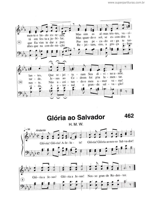 Partitura da música Glória Ao Salvador v.3