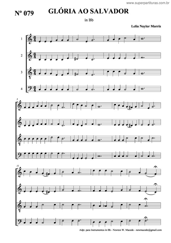 Partitura da música Glória Ao Salvador v.4