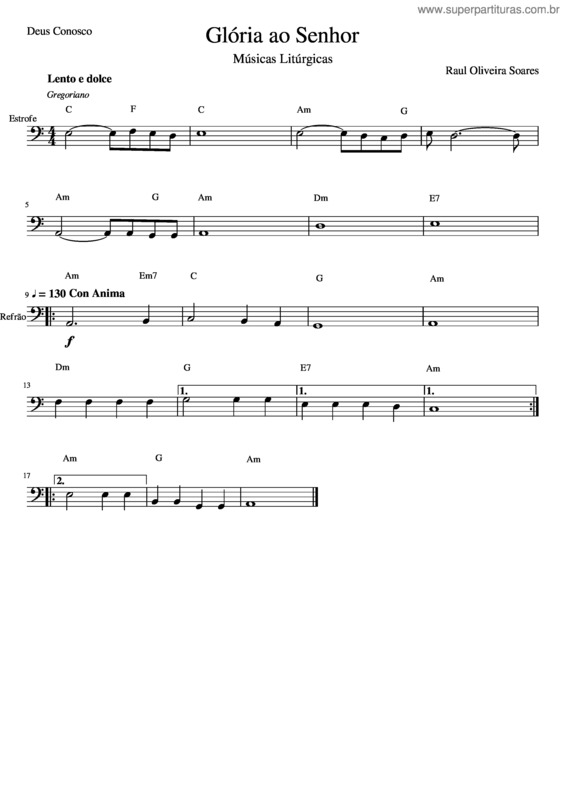 Partitura da música Glória Ao Senhor v.7