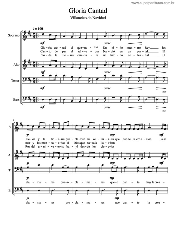 Partitura da música Gloria Cantad Director