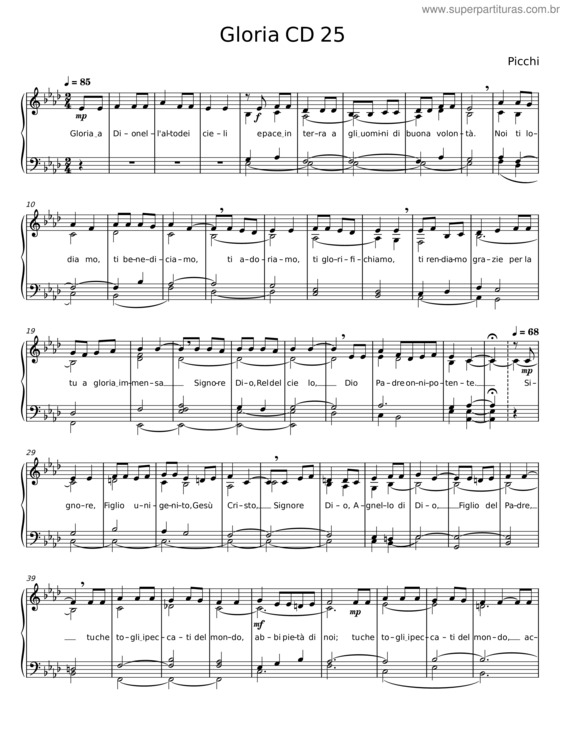 Partitura da música Gloria Cd 25 – Picchi