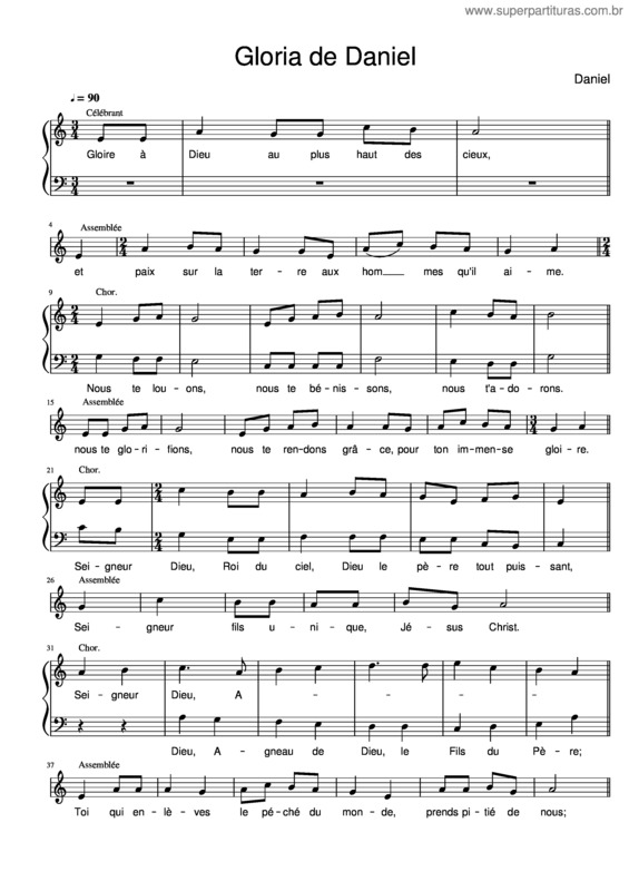 Partitura da música Gloria De Daniel
